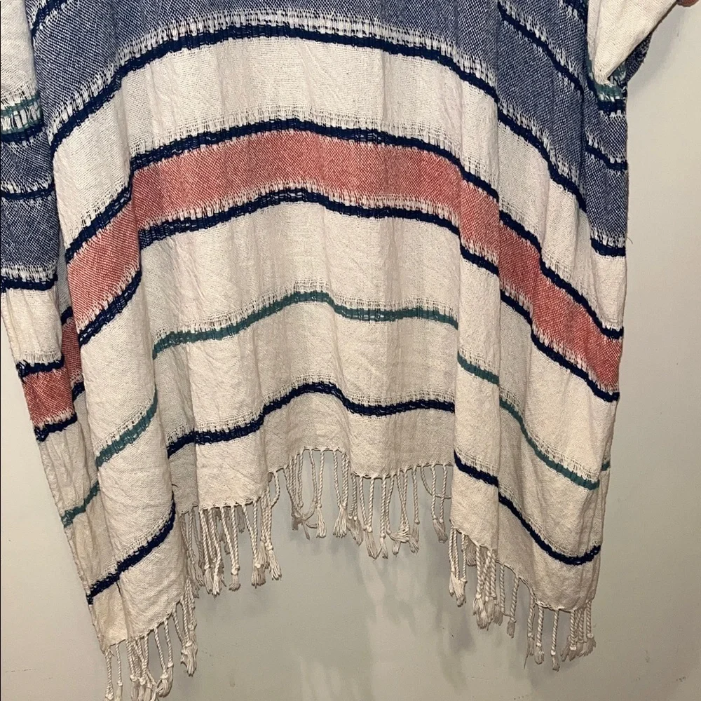 Cost Plus World Market Striped Fringe Wrap in Cream, Blue, Pink, Teal